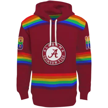 customized alabama crimson tide rainbow stripes crimson hoodie best selling