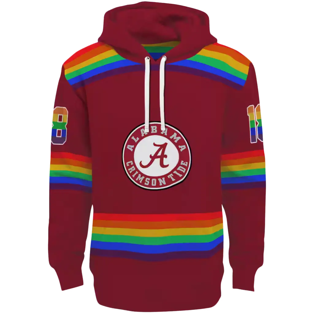 customized alabama crimson tide rainbow stripes crimson hoodie best selling customized alabama crimson tide rainbow stripes crimson hoodie best selling