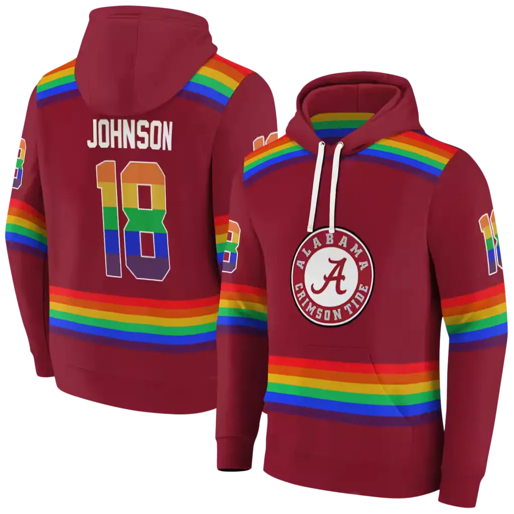 customized alabama crimson tide rainbow stripes crimson hoodie fashion forward customized alabama crimson tide rainbow stripes crimson hoodie fashion forward