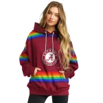 customized alabama crimson tide rainbow stripes crimson hoodie best selling
