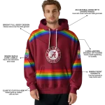 customized alabama crimson tide rainbow stripes crimson hoodie best selling
