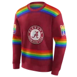 customized alabama crimson tide rainbow stripes crimson hoodie best selling