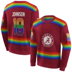 customized alabama crimson tide rainbow stripes crimson hoodie best selling