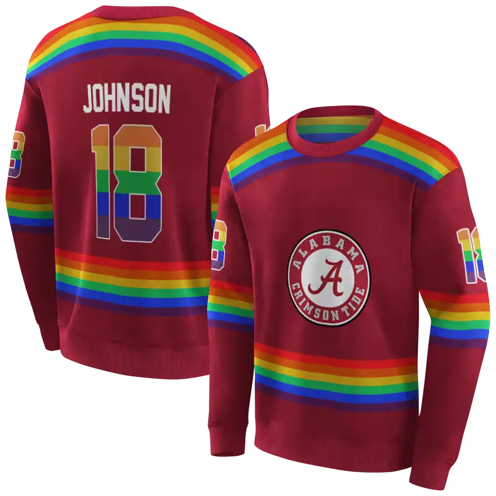 customized alabama crimson tide rainbow stripes crimson hoodie premium grade customized alabama crimson tide rainbow stripes crimson hoodie premium grade