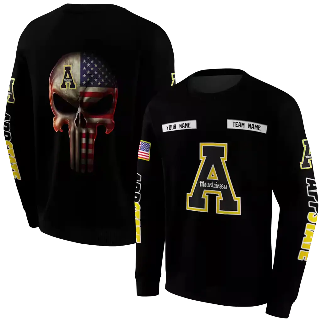 customized appalachian state mountaineers punisher skull black hoodie premium grade customized appalachian state mountaineers punisher skull black hoodie premium grade