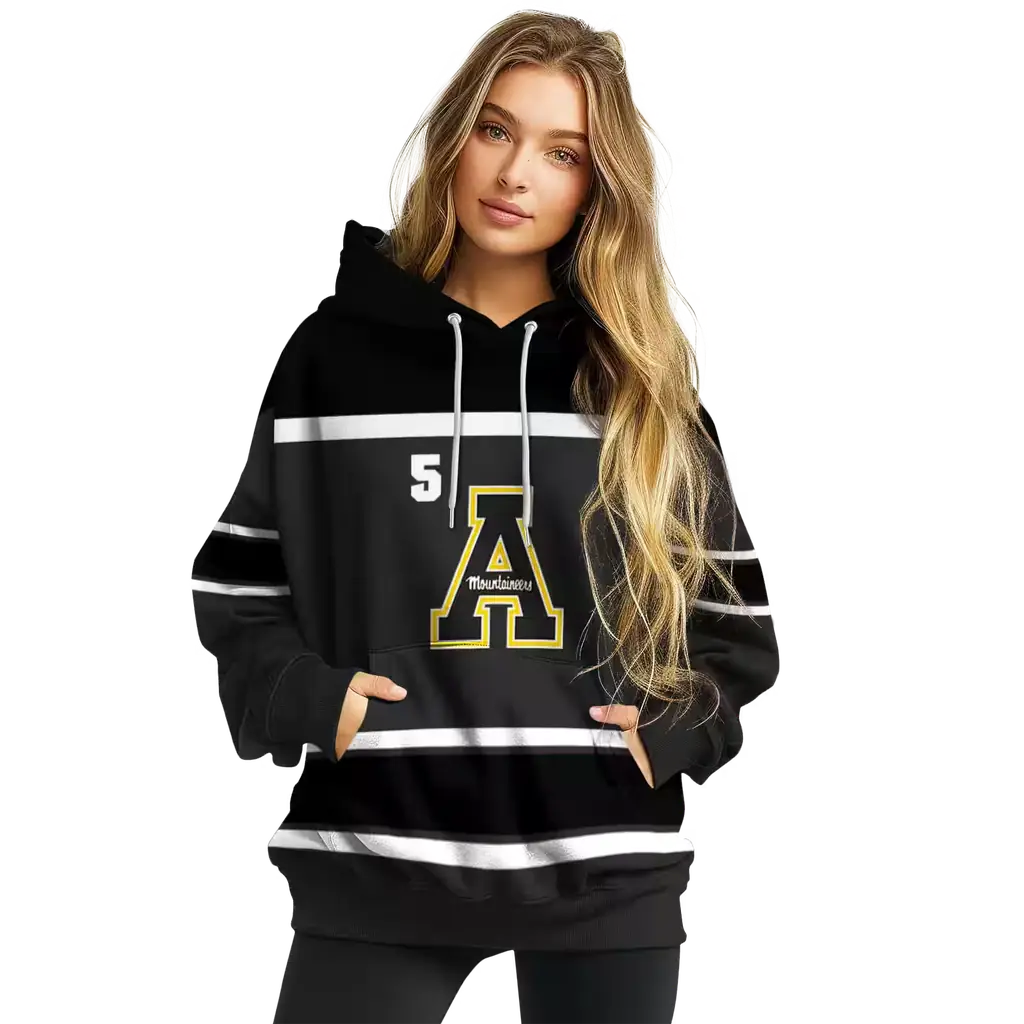 customized appalachian state mountaineers striped pattern black hoodie high quality customized appalachian state mountaineers striped pattern black hoodie high quality