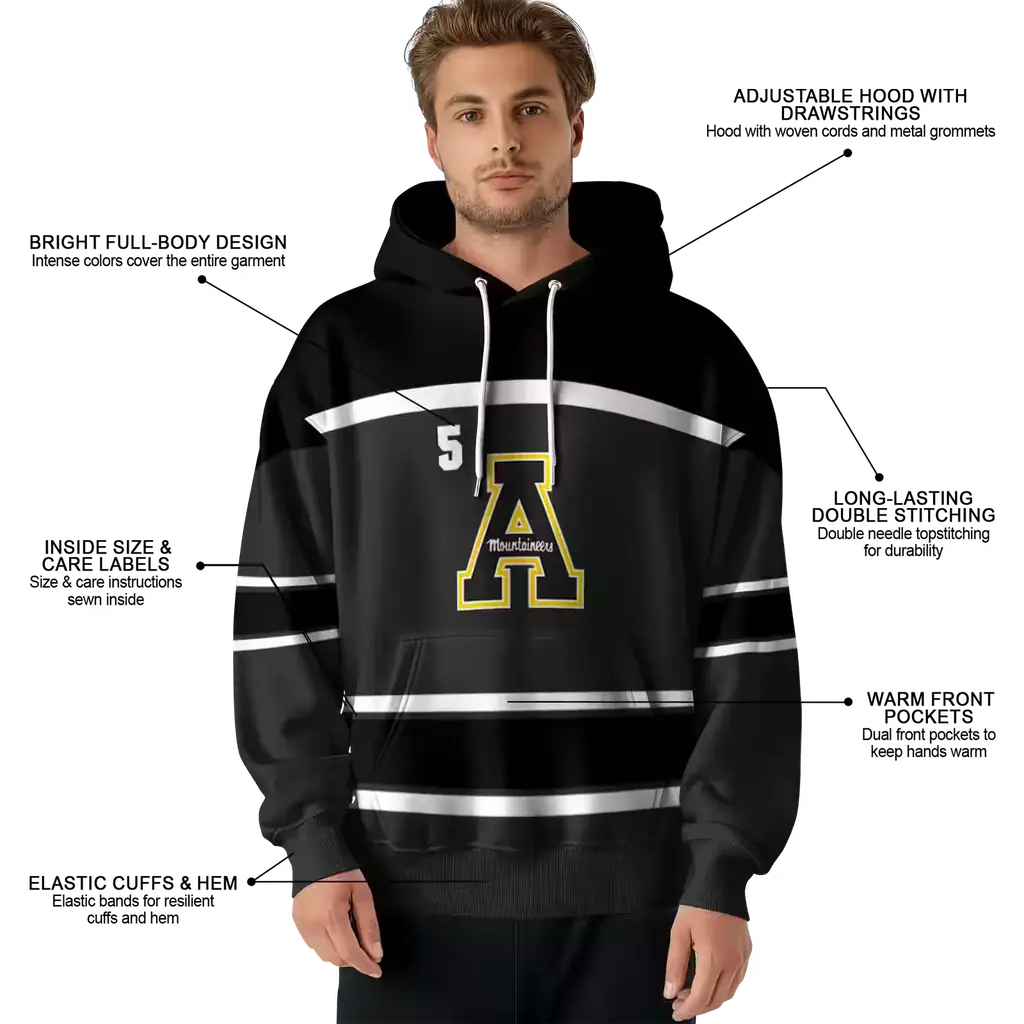 customized appalachian state mountaineers striped pattern black hoodie latest model customized appalachian state mountaineers striped pattern black hoodie latest model