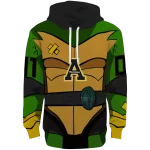 customized appalachian state mountaineers superhero armor black green hoodie best selling