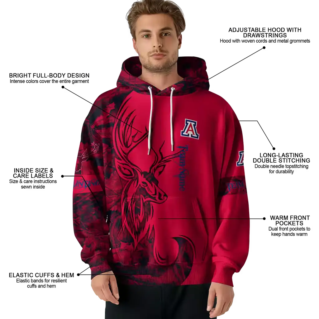 customized arizona wildcats deer silhouette red hoodie latest model customized arizona wildcats deer silhouette red hoodie latest model