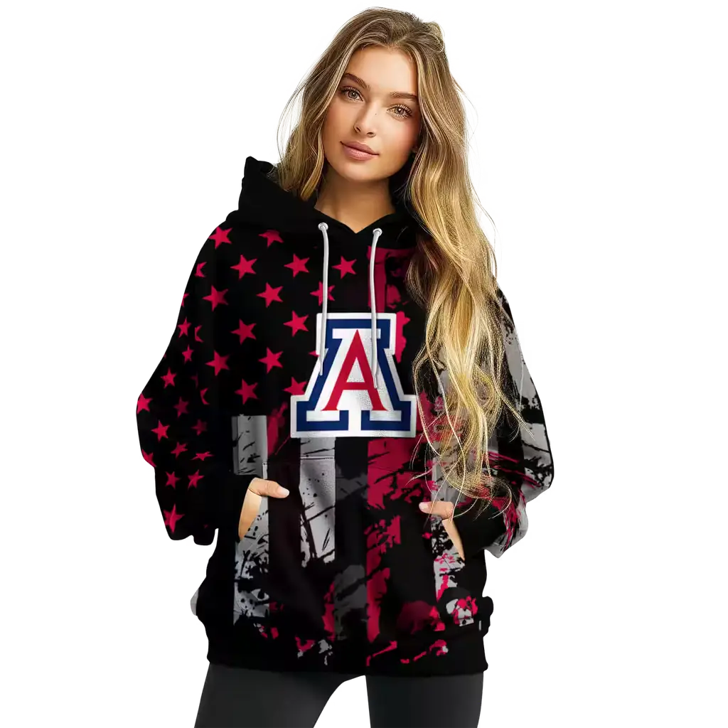 customized arizona wildcats distressed flag red black hoodie high quality customized arizona wildcats distressed flag red black hoodie high quality