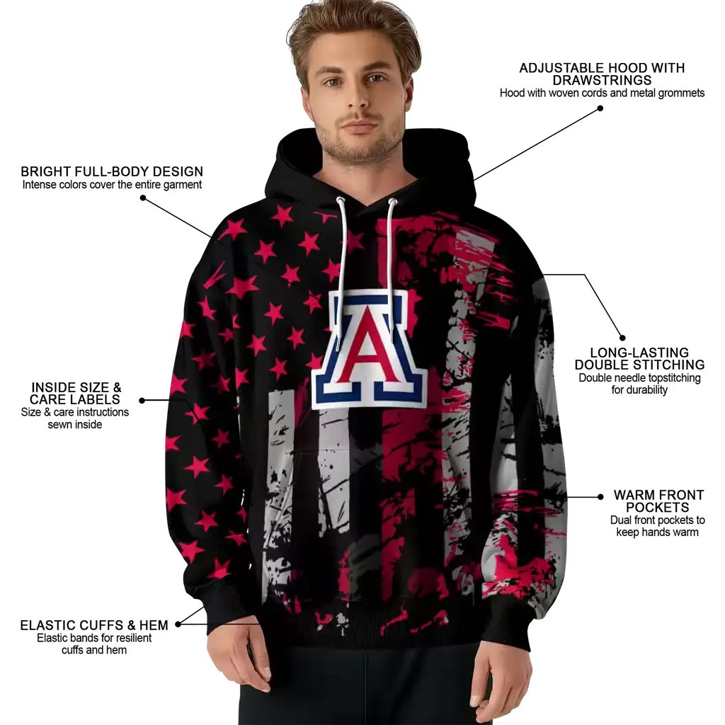customized arizona wildcats distressed flag red black hoodie latest model customized arizona wildcats distressed flag red black hoodie latest model