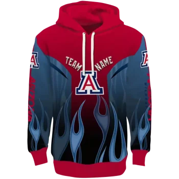 customized arizona wildcats flame design red hoodie best selling