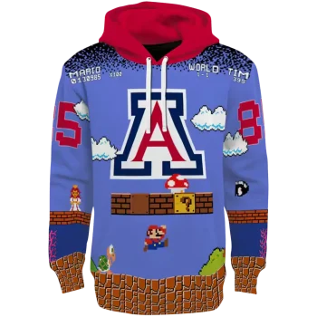 customized arizona wildcats mario blue black hoodie best selling