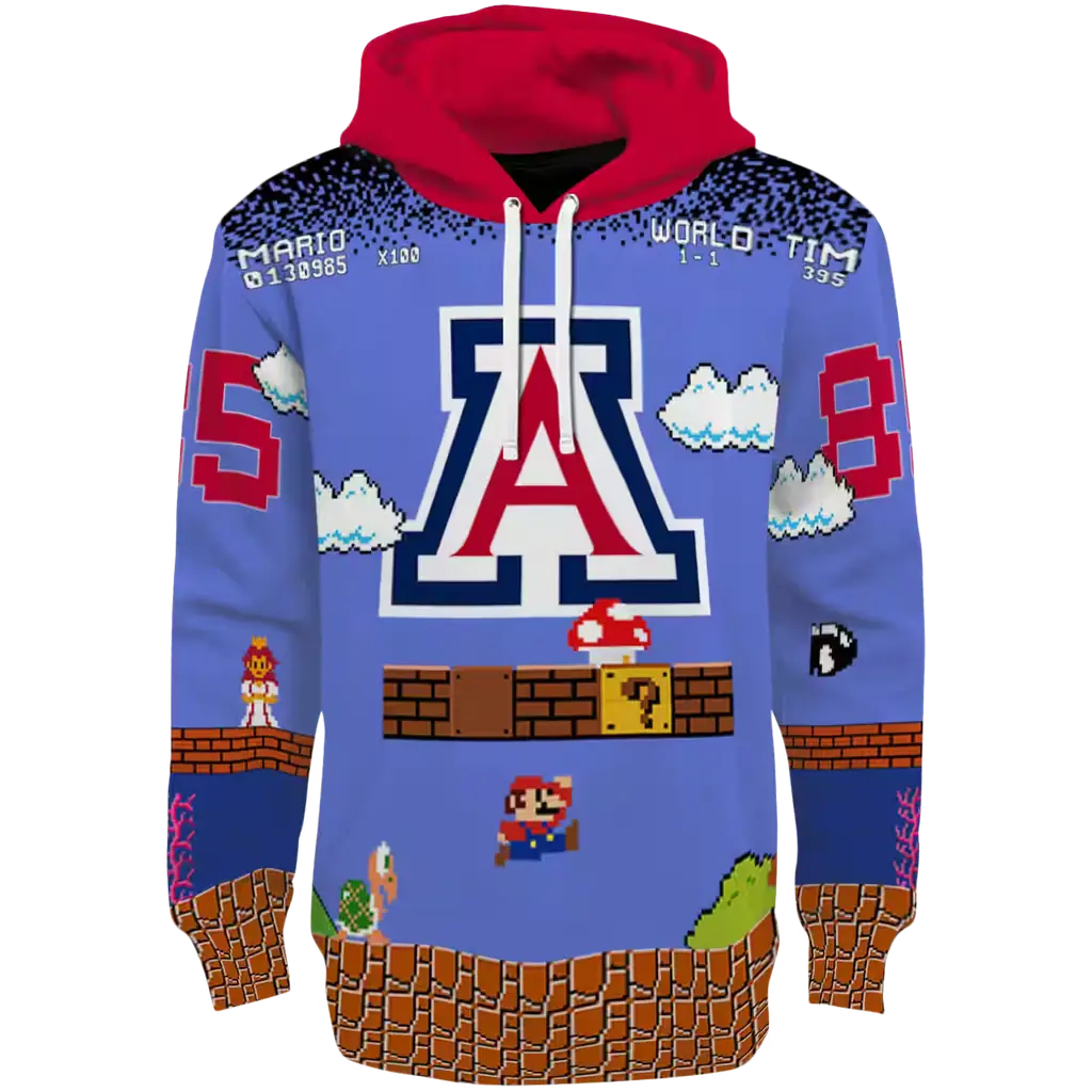 customized arizona wildcats mario blue black hoodie best selling customized arizona wildcats mario blue black hoodie best selling