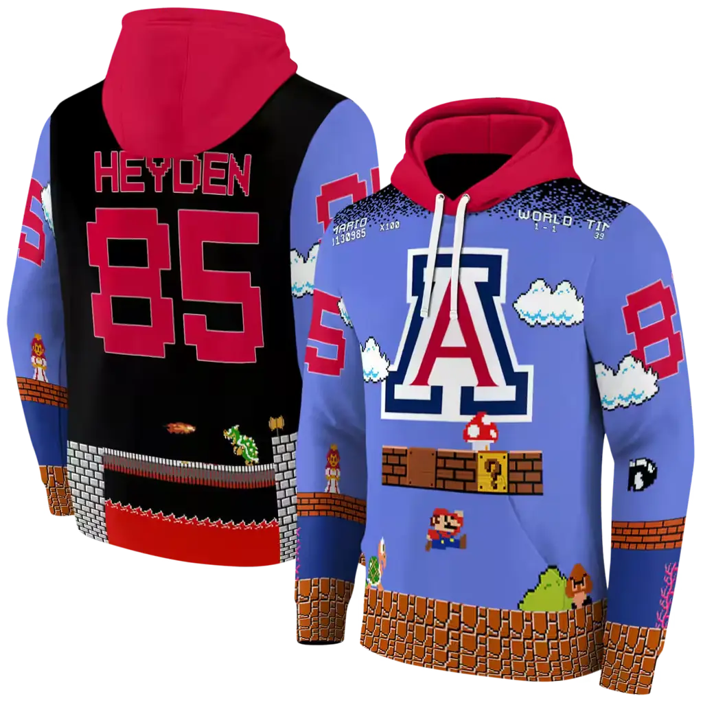 customized arizona wildcats mario blue black hoodie fashion forward customized arizona wildcats mario blue black hoodie fashion forward