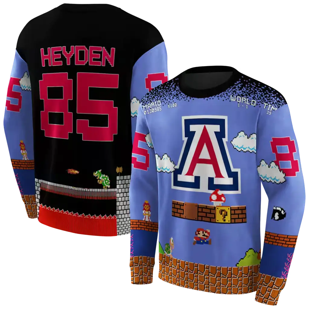 customized arizona wildcats mario blue black hoodie premium grade customized arizona wildcats mario blue black hoodie premium grade