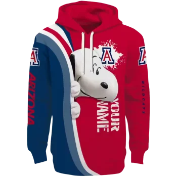 customized arizona wildcats peeking snoopy red hoodie best selling