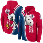 customized arizona wildcats peeking snoopy red hoodie best selling