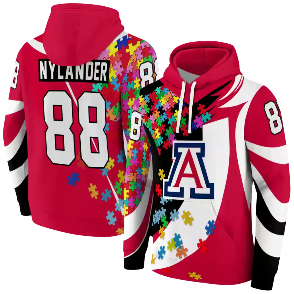 customized arizona wildcats puzzle pieces red hoodie fashion forward customized arizona wildcats puzzle pieces red hoodie fashion forward