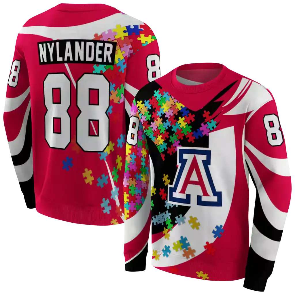 customized arizona wildcats puzzle pieces red hoodie premium grade customized arizona wildcats puzzle pieces red hoodie premium grade