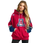 customized arizona wildcats striped sleeves red hoodie best selling