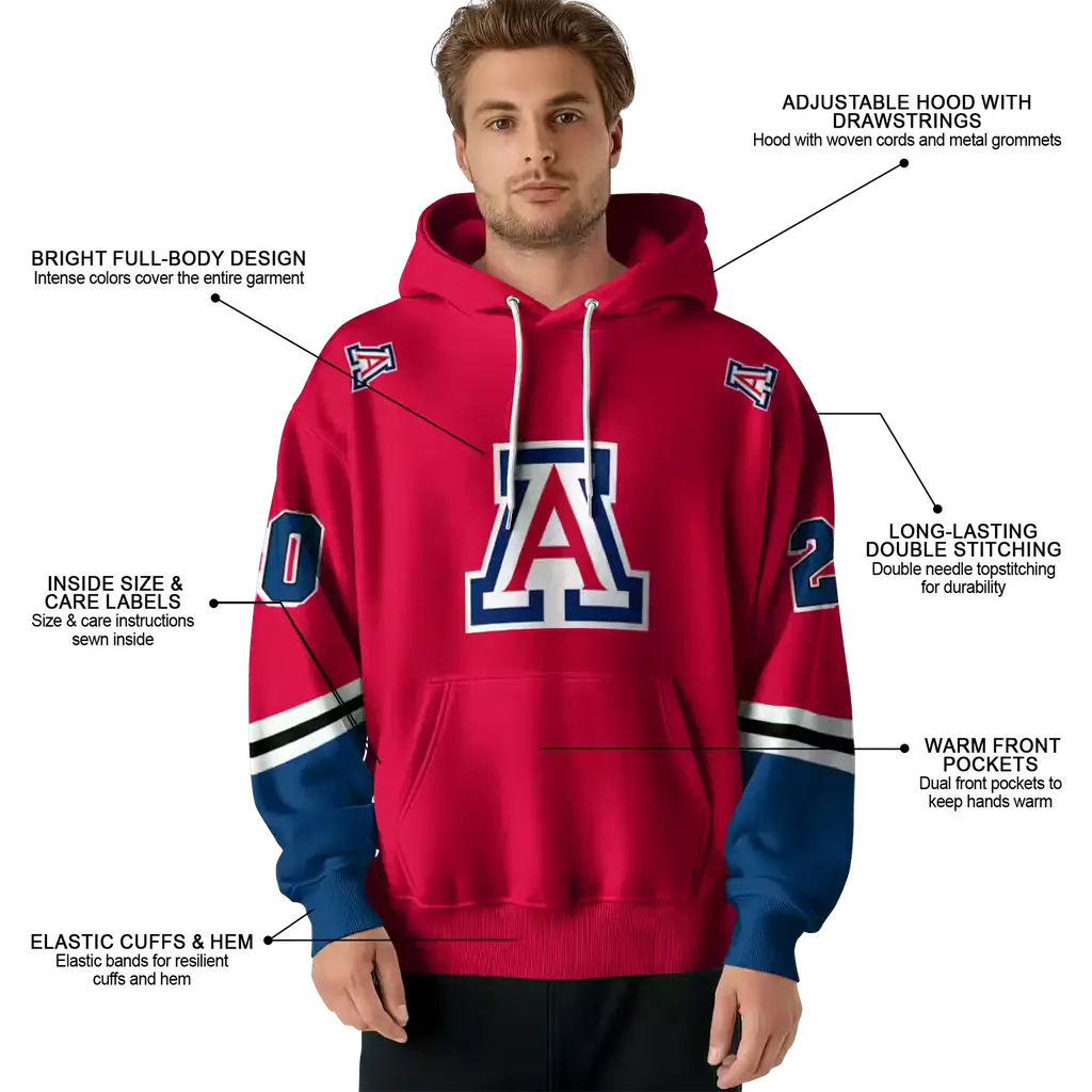 customized arizona wildcats striped sleeves red hoodie latest model customized arizona wildcats striped sleeves red hoodie latest model