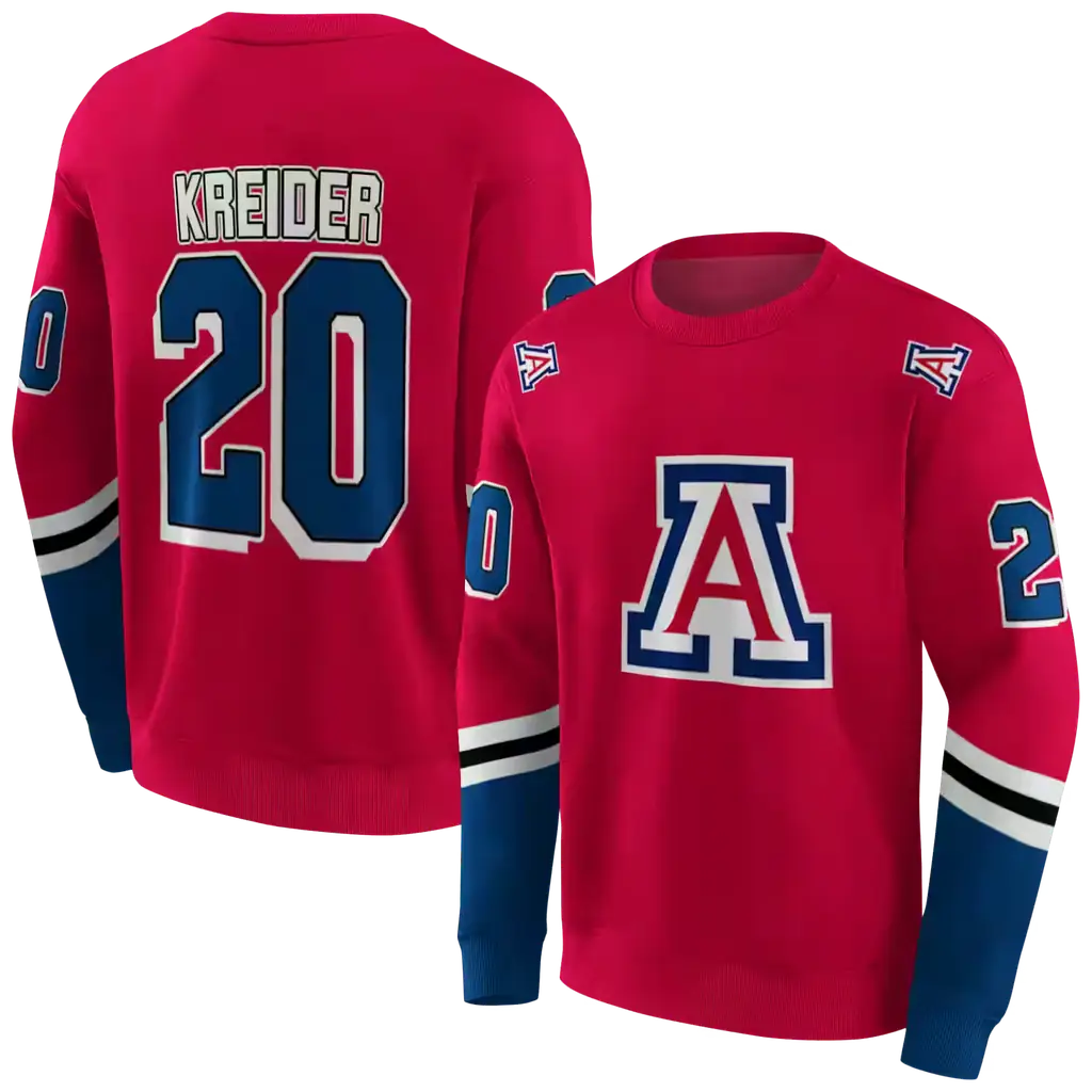 customized arizona wildcats striped sleeves red hoodie premium grade customized arizona wildcats striped sleeves red hoodie premium grade