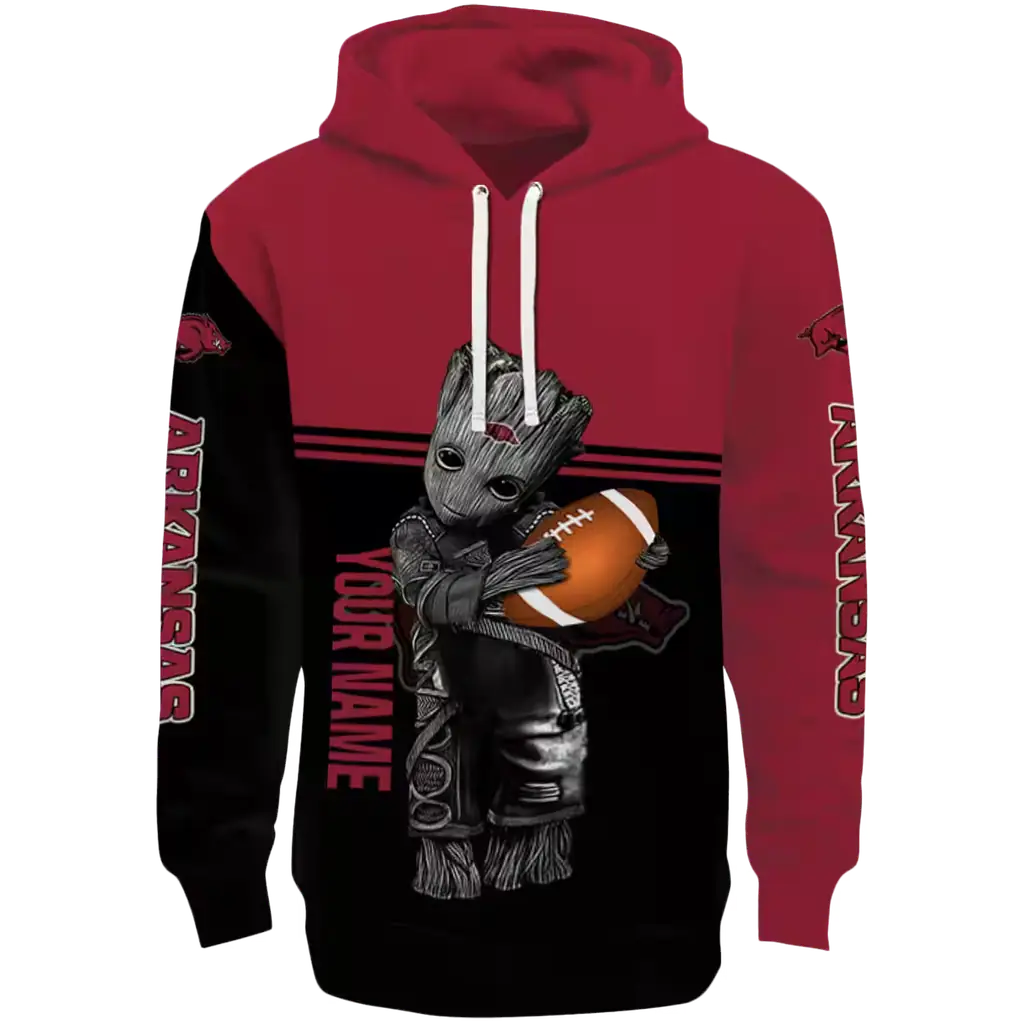 customized arkansas razorbacks baby groot red black hoodie best selling customized arkansas razorbacks baby groot red black hoodie best selling