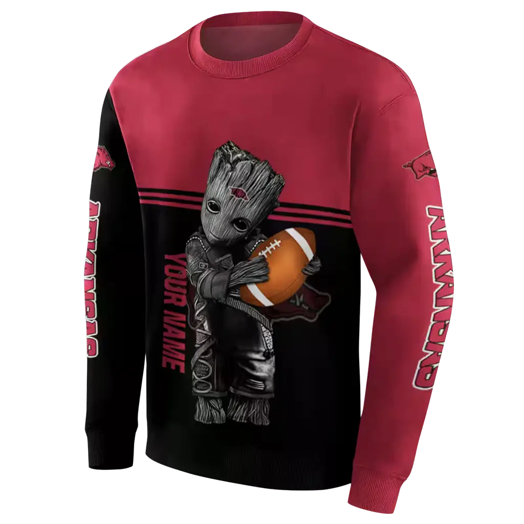 customized arkansas razorbacks baby groot red black hoodie new arrival customized arkansas razorbacks baby groot red black hoodie new arrival