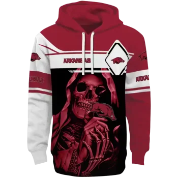 customized arkansas razorbacks grim reaper red black hoodie best selling