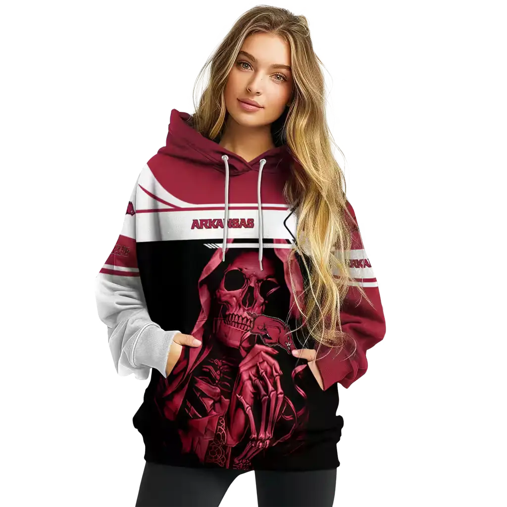 customized arkansas razorbacks grim reaper red black hoodie high quality customized arkansas razorbacks grim reaper red black hoodie high quality