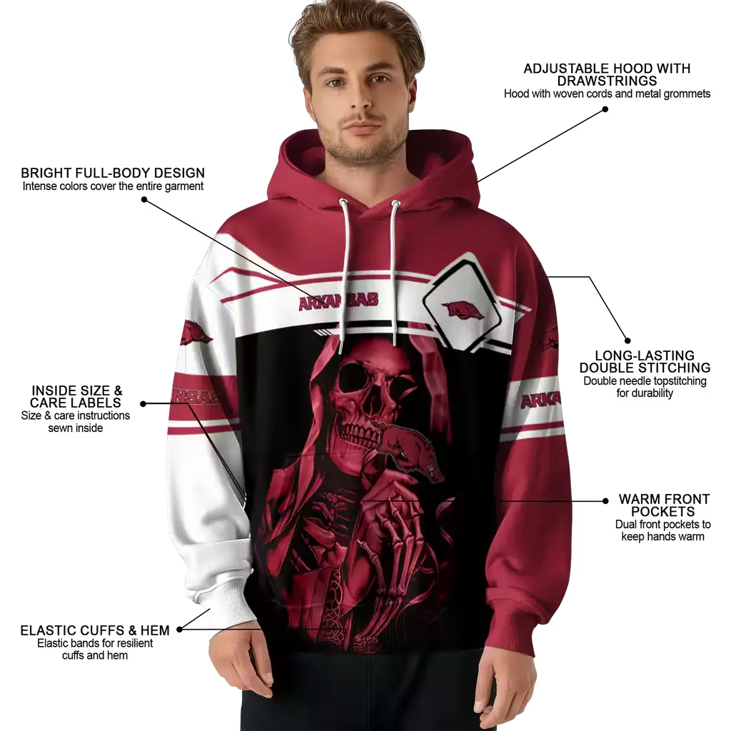 customized arkansas razorbacks grim reaper red black hoodie latest model customized arkansas razorbacks grim reaper red black hoodie latest model