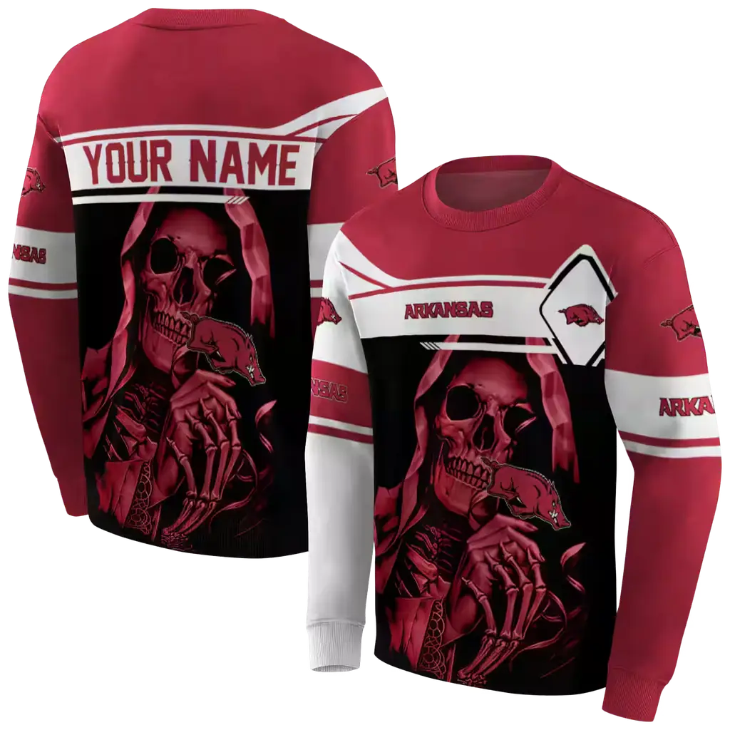 customized arkansas razorbacks grim reaper red black hoodie premium grade customized arkansas razorbacks grim reaper red black hoodie premium grade
