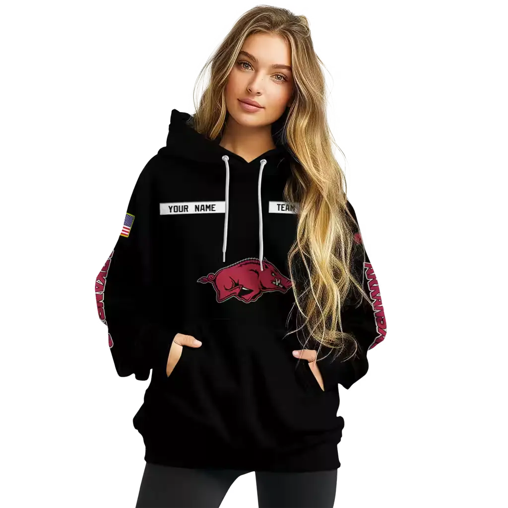 customized arkansas razorbacks punisher skull black hoodie high quality customized arkansas razorbacks punisher skull black hoodie high quality
