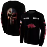 customized arkansas razorbacks punisher skull black hoodie best selling