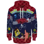 customized arkansas razorbacks spongebob patrick star red navy hoodie best selling