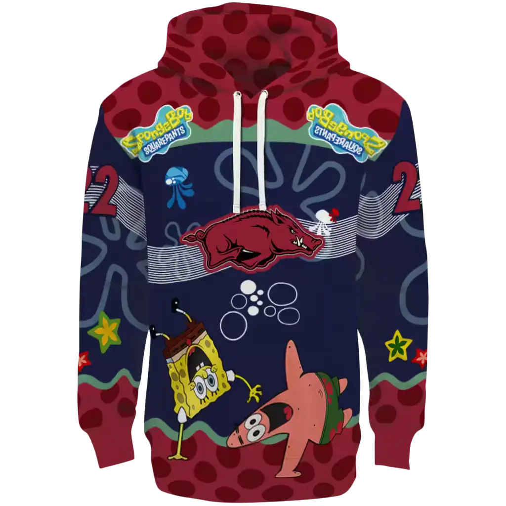 customized arkansas razorbacks spongebob patrick star red navy hoodie best selling customized arkansas razorbacks spongebob patrick star red navy hoodie best selling