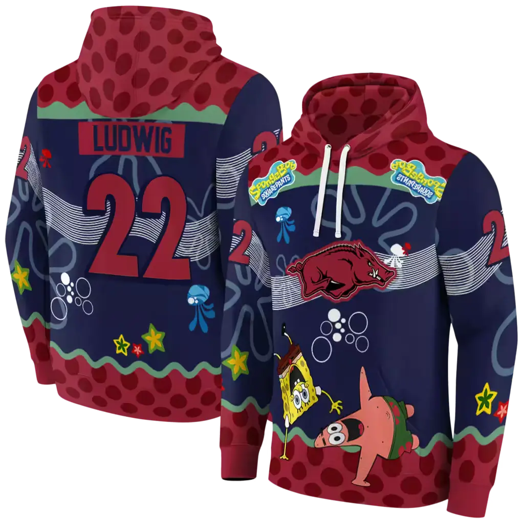 customized arkansas razorbacks spongebob patrick star red navy hoodie fashion forward customized arkansas razorbacks spongebob patrick star red navy hoodie fashion forward