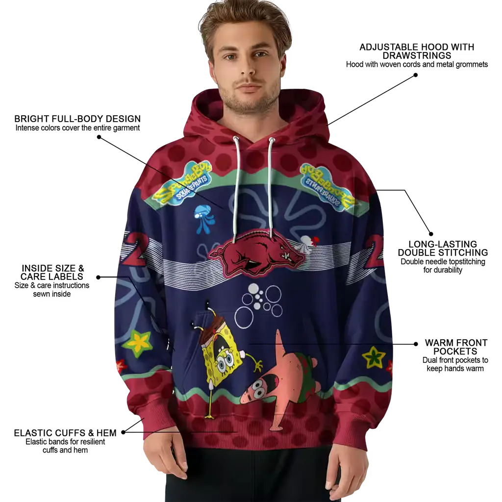 customized arkansas razorbacks spongebob patrick star red navy hoodie latest model customized arkansas razorbacks spongebob patrick star red navy hoodie latest model