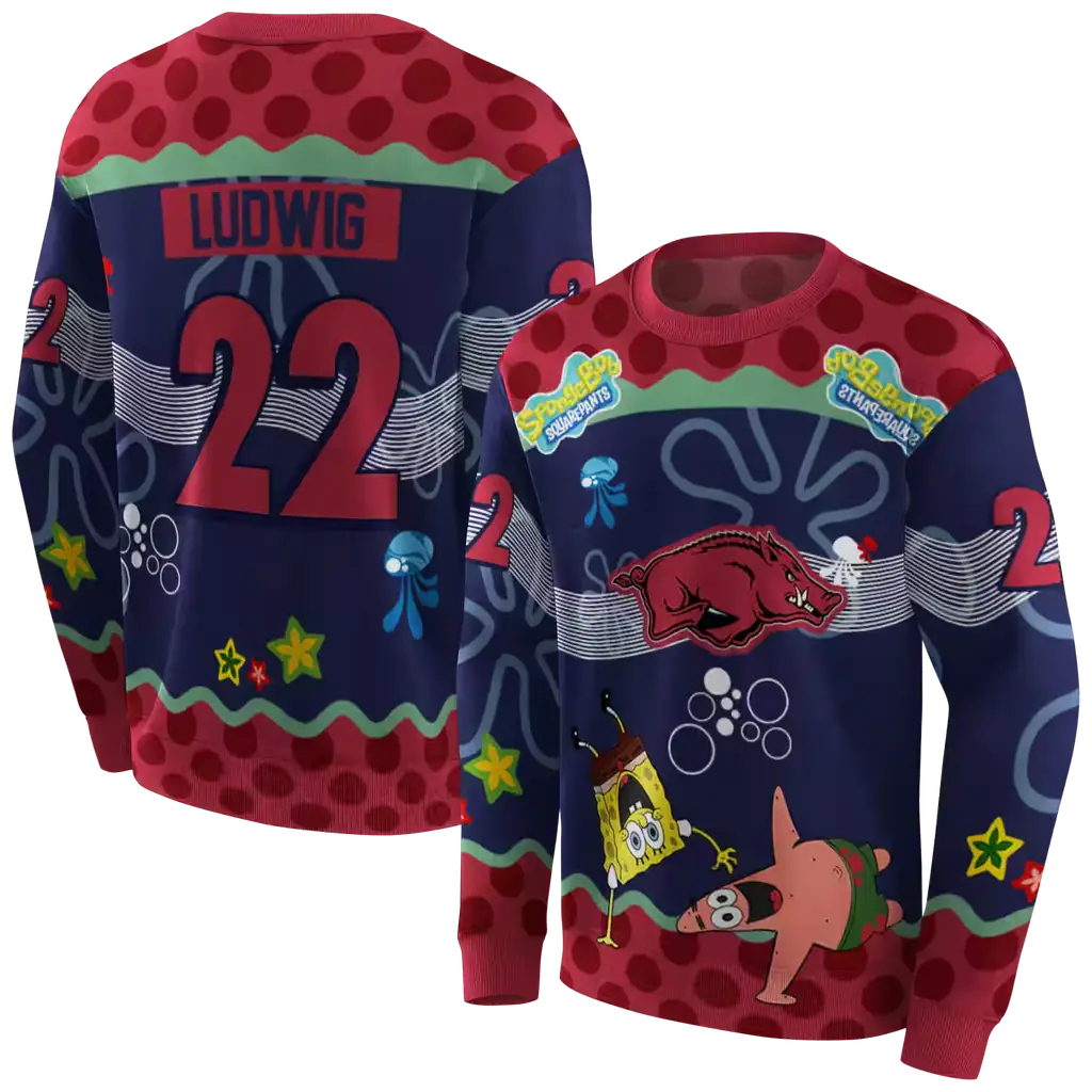 customized arkansas razorbacks spongebob patrick star red navy hoodie premium grade customized arkansas razorbacks spongebob patrick star red navy hoodie premium grade
