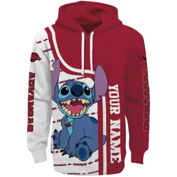 customized arkansas razorbacks stitch red hoodie best selling