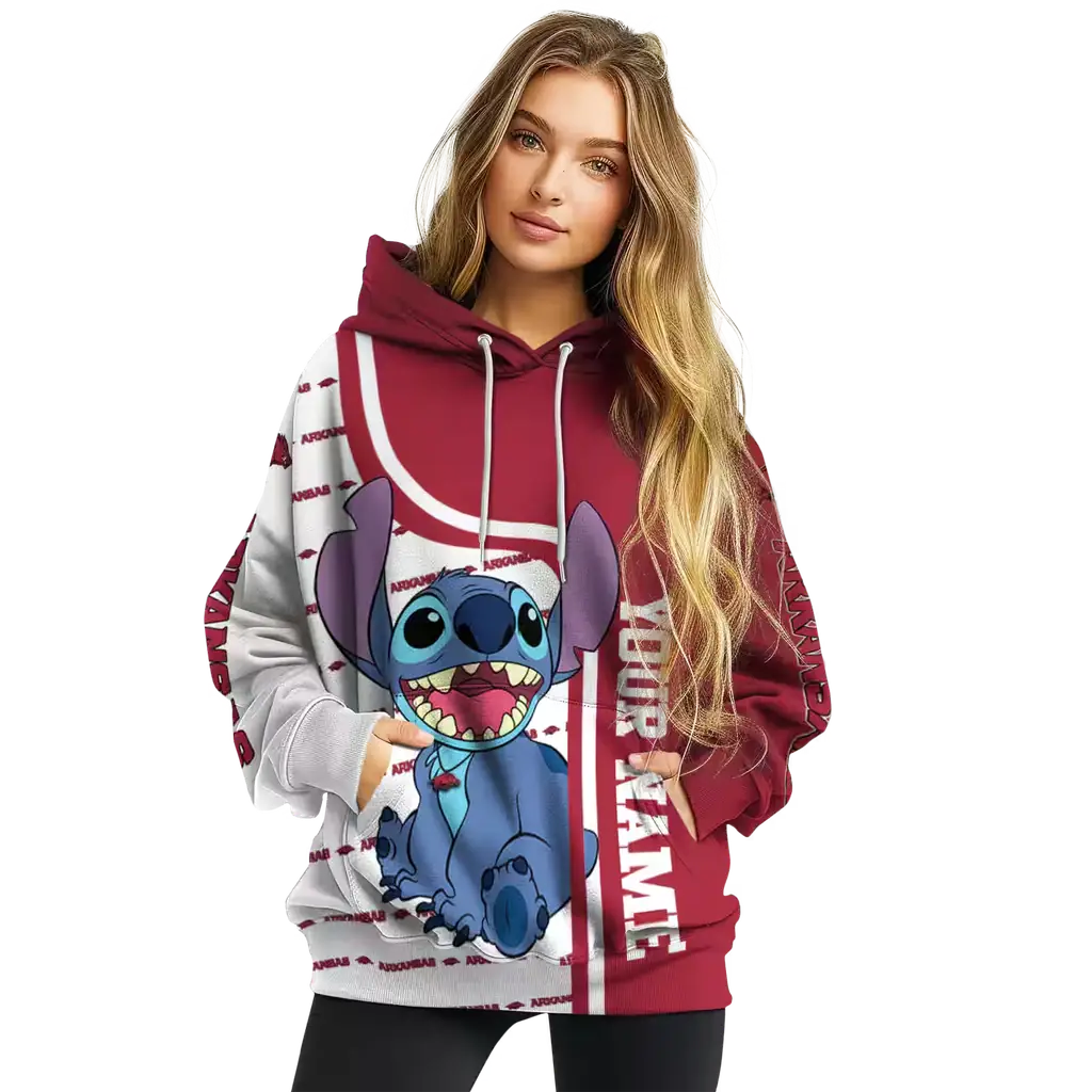 customized arkansas razorbacks stitch red hoodie high quality customized arkansas razorbacks stitch red hoodie high quality