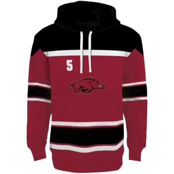 customized arkansas razorbacks striped pattern red hoodie best selling