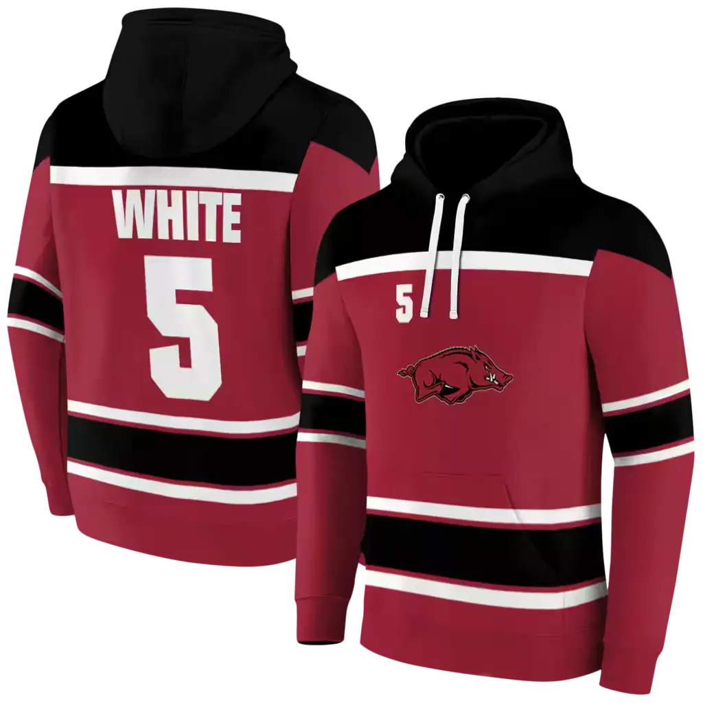 customized arkansas razorbacks striped pattern red hoodie fashion forward customized arkansas razorbacks striped pattern red hoodie fashion forward