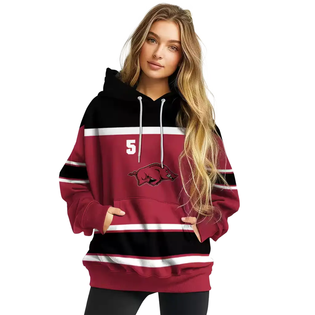 customized arkansas razorbacks striped pattern red hoodie high quality customized arkansas razorbacks striped pattern red hoodie high quality