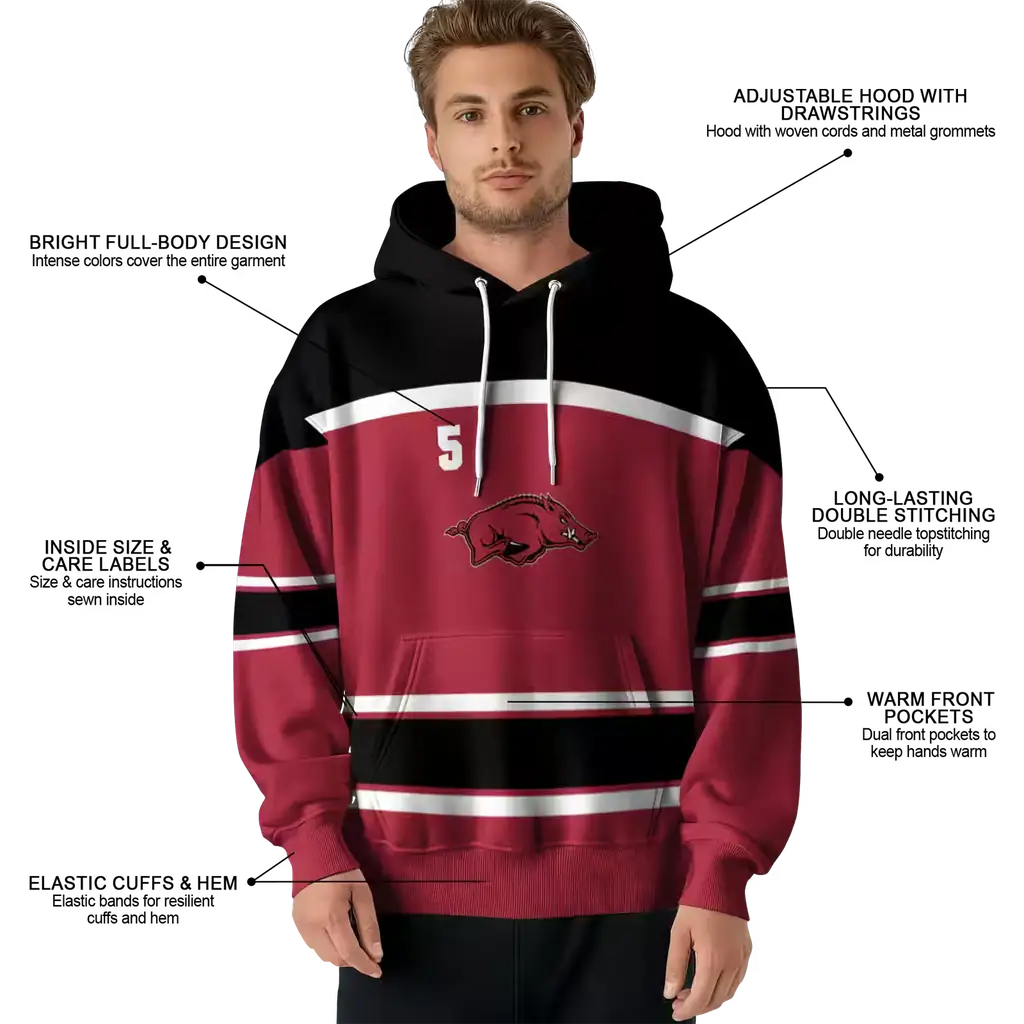 customized arkansas razorbacks striped pattern red hoodie latest model customized arkansas razorbacks striped pattern red hoodie latest model