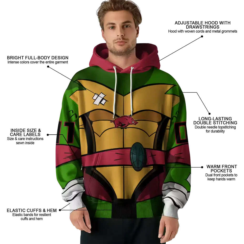 customized arkansas razorbacks superhero armor red green hoodie latest model customized arkansas razorbacks superhero armor red green hoodie latest model