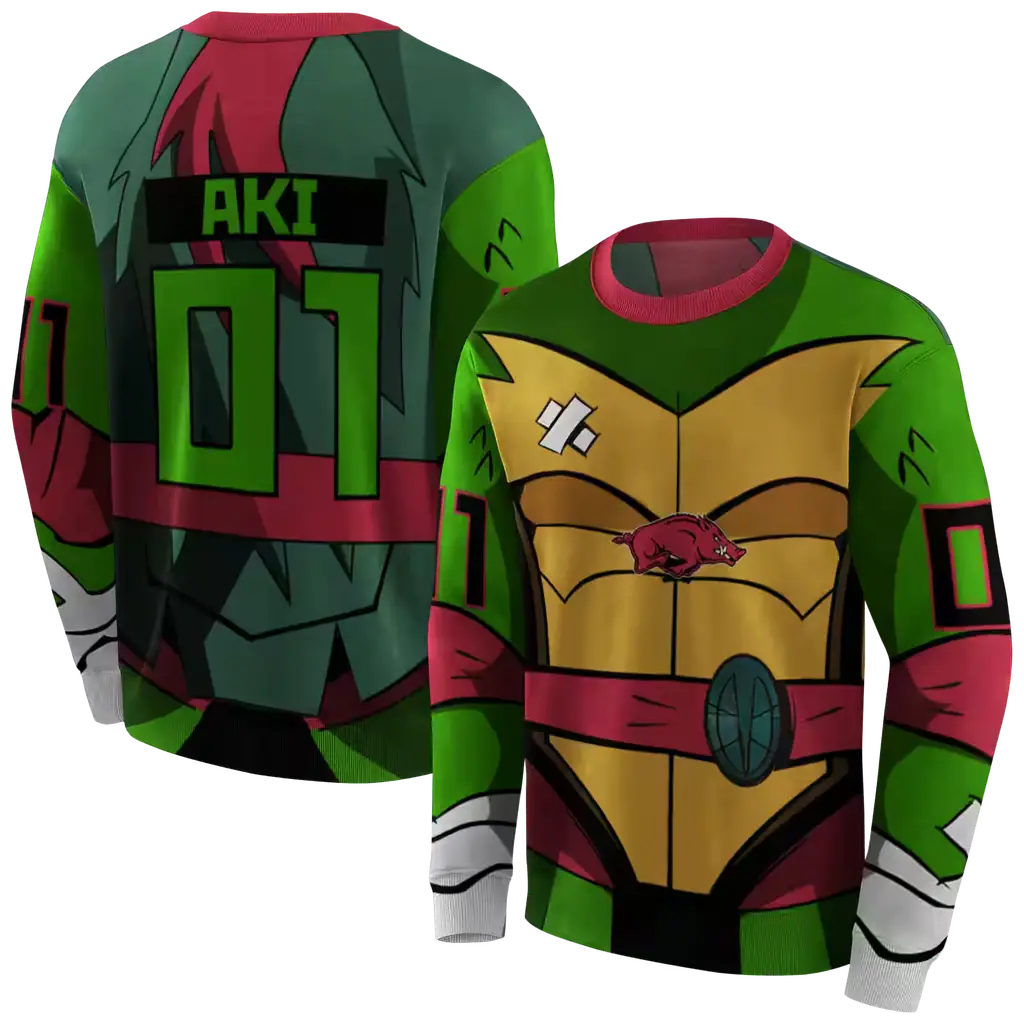 customized arkansas razorbacks superhero armor red green hoodie premium grade customized arkansas razorbacks superhero armor red green hoodie premium grade