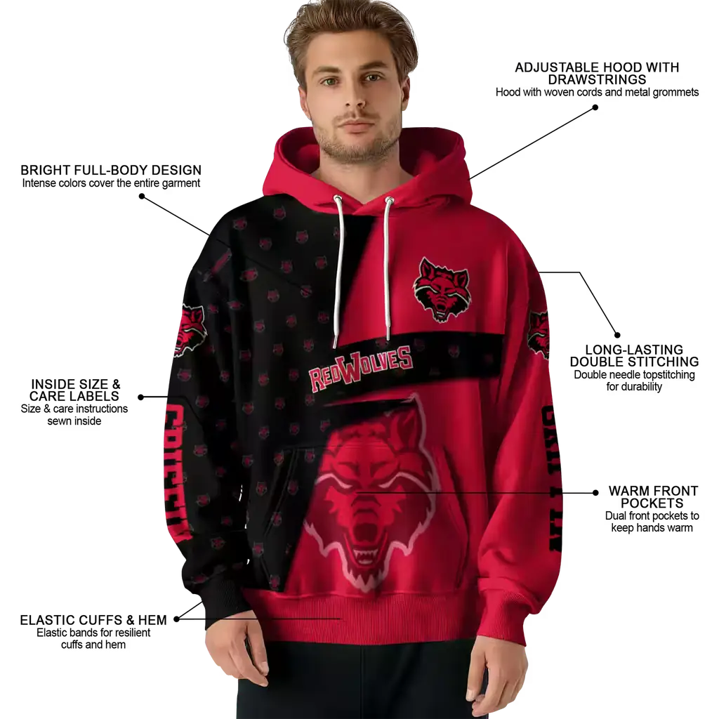 customized arkansas state red wolves abstract shape scarlet hoodie latest model customized arkansas state red wolves abstract shape scarlet hoodie latest model