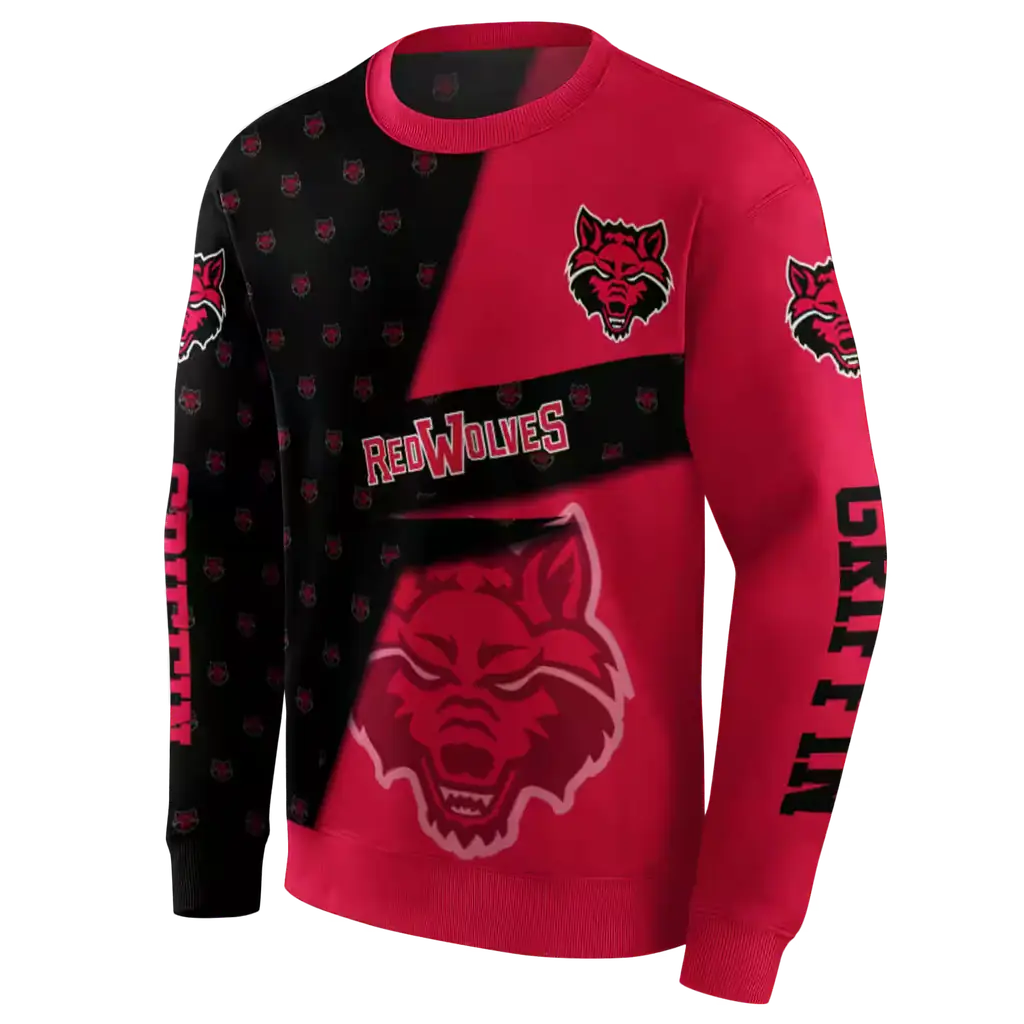 customized arkansas state red wolves abstract shape scarlet hoodie new arrival customized arkansas state red wolves abstract shape scarlet hoodie new arrival